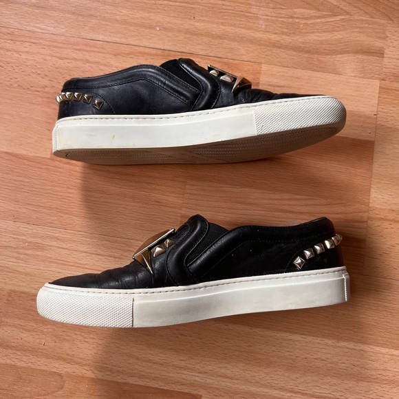 Givenchy Black Leather Slip-Ons with Gold stud embellishments Accents - Picture 4 of 14